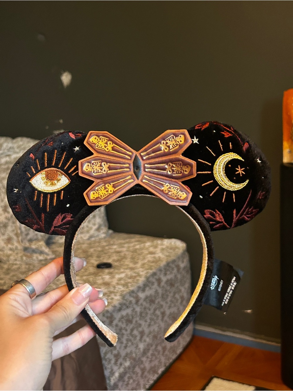 Hocus Pocus Disney Black Velvet Moon & Eye Minnie Ear Headband